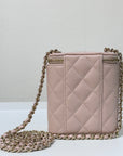 CHNL Caviar Quilted Small Vertical Coco Beauty Vanity Case With Chain Light Pink