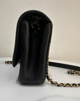 CHNL Caviar Quilted Small CC Filigree Flap Black
