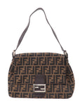 FNDI Mamma Baguette Zucca Canvas Leather Shoulder Bag
