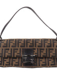 FNDI Mamma Baguette Zucca Canvas Leather Bag Brown 8BR181