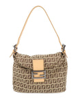 FNDI Mamma Baguette Zucchino Canvas Leather Shoulder Bag 8BR004