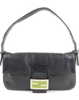 FNDI Mamma Baguette Leather Hand Bag Shoulder Bag Black Green