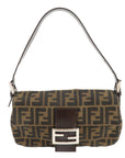 FNDI Mamma Baguette Zucca Canvas Leather Shoulder Bag 26424