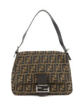 FNDI Mamma Baguette Zucchino Canvas Leather Shoulder Bag 8BR001