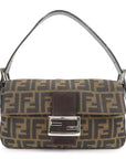 FNDI Mamma Baguette Canvas Leather Shoulder Bag Brown Black 26424