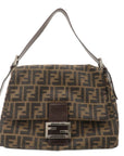 FNDI Mamma Baguette Zucca Canvas Leather Bag Brown Black 26325
