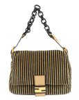 FNDI Mamma Baguette Velour Leather Stripe Shoulder Bag 8BR001