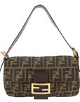 FNDI Mamma Baguette Canvas Leather Shoulder Bag Brown 26424