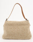 FNDI Mamma Baguette Wool Knit Leather Shoulder Bag Beige 26325