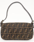 FNDI Mamma Baguette Canvas Shoulder Bag Brown Black 26424
