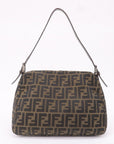 FNDI Mamma Baguette Zucca Canvas Leather Shoulder Bag 26325