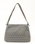 FNDI Mamma Baguette Zucchino Canvas Leather Shoulder Bag 26325