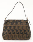 FNDI Mamma Baguette Zucca Canvas Leather Bag Brown Black 26325