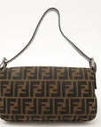 FNDI Mamma Baguette Canvas Leather Shoulder Bag Brown Black 26424