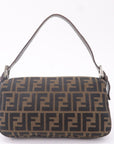 FNDI Mamma Baguette Zucca Canvas Leather Bag Brown 26424