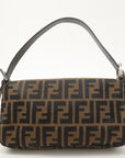 FNDI Mamma Baguette Canvas Leather Shoulder Bag Brown Black 26424
