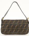 FNDI Mamma Baguette Canvas Leather Shoulder Bag Brown 26424