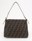 FNDI Mamma Baguette Zucca Canvas Leather Shoulder Bag 26325