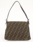 FNDI Mamma Baguette Zucca Canvas Leather Shoulder Bag 26325