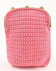 FNDI Baguette Knit Cell Phone Case Shoulder Bag Pink 7AR966