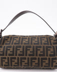 FNDI Mamma Baguette Zucca Canvas Leather Shoulder Bag Brown 26424