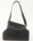 FNDI Leather First Medium 2Way Clutch Shoulder Bag Black 8BL127