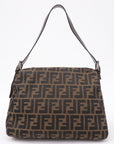 FNDI Mamma Baguette Zucca Canvas Leather Shoulder Bag 26325