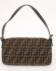 FNDI Mamma Baguette Canvas Leather Shoulder Bag Brown Black 26424