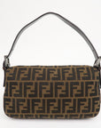 FNDI Mamma Baguette Canvas Leather Shoulder Bag Brown Black 26424