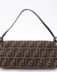 FNDI Mamma Baguette Zucca Canvas Leather Bag Brown 8BR181