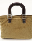 FNDI Corduroy Leather Hand Bag Tote Bag Brown 26693