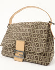 FNDI Mamma Baguette Zucchino Leather Shoulder Bag Beige 8BR001
