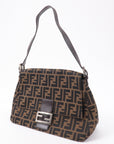 FNDI Mamma Baguette Zucca Canvas Leather Shoulder Bag