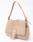 FNDI Mamma Baguette Zucca Wool Leather Shoulder Bag 26325