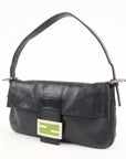 FNDI Mamma Baguette Leather Hand Bag Shoulder Bag Black Green