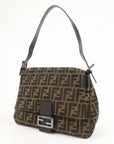 FNDI Mamma Baguette Zucchino Canvas Leather Shoulder Bag 8BR001