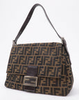FNDI Mamma Baguette Zucca Canvas Leather Shoulder Bag 26325