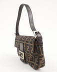 FNDI Mamma Baguette Canvas Shoulder Bag Brown Black 26424