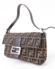 FNDI Mamma Baguette Zucca Canvas Leather Bag Brown 26424