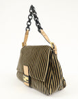 FNDI Mamma Baguette Velour Leather Stripe Shoulder Bag 8BR001