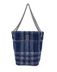 BBERRY Blue Denim Quilted Small Lola Bucket Shoulder Bag Tote