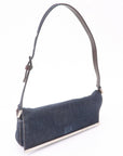 FNDI Denim Leather Shoulder Bag Hand Bag Navy Brown 26640