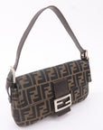 FNDI Mamma Baguette Zucca Canvas Leather Bag Brown 26424