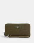 Long Zip Around Wallet In Signature Jacquard (Silver/Black)