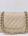 CHNL Classic Flap Medium Beige Clair GHW Caviar