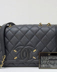 CHNL Small Caviar Quilted CC Filigree Flap Black GHW