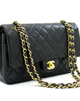 CHNL 2.55 Double Flap Medium Chain Shoulder Bag Black Lambskin i51