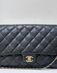 CHNL Caviar Quilted Clutch With Chain Flap Black GHW