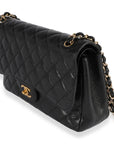 CHNL Black Quilted Caviar Jumbo Classic Double Flap Bag