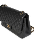 CHNL Black Quilted Lambskin Jumbo Classic Double Flap Bag